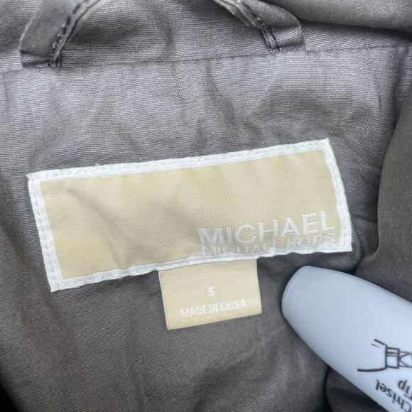 Michael Kors Field Jacket Women’s Size Small Gray Adjustable Waist Hooded - Picture 3 of 14